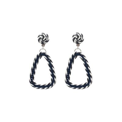 Triangular black and white drop earrings
